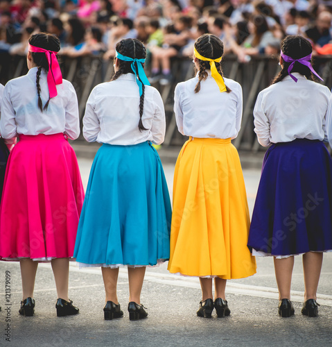 Typical chilean dancers at national festivities photo