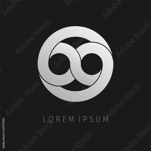 Grey infinity limitless icon. Logo template design eternity loop modern visual eight. Corporate branding identity. Vector illustration background.