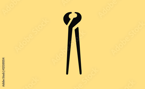 Vector black nippers on flat background