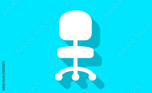 Vector white chair with long shadow on flat background