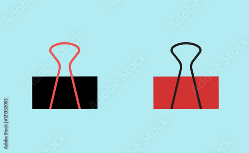 Vector paper clips on flat background