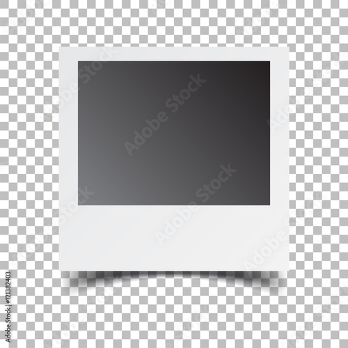Blank retro photo frame on white isolated background. Vector illustration.