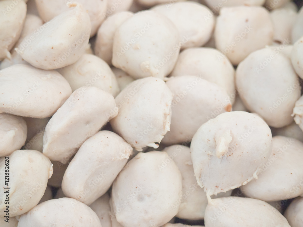 Closeup of fresh raw pork balls using as food ingredient Closeup of fresh raw pork balls using as food ingredient