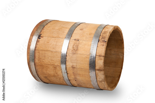 Wooden light barrel isolated on a white background