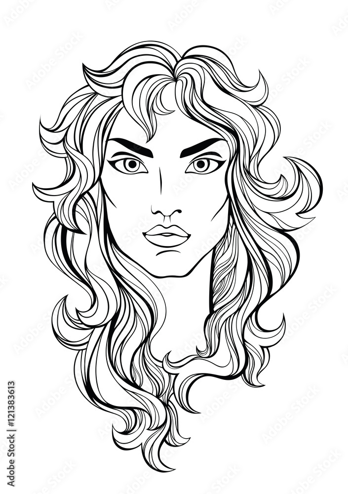 Vector portrait of girl with long hair isolated on white Vector portrait of girl with long hair isolated on white