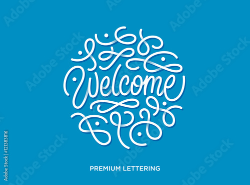 Welcome premium lettering vector illustration with beautiful shadows