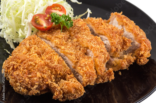 Fried pork meat photo