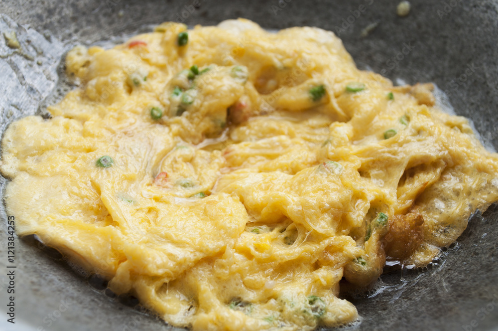 Cooking fired egg in iron pan, selective focus and soft focus Cooking fired egg in iron pan, selective focus and soft focus