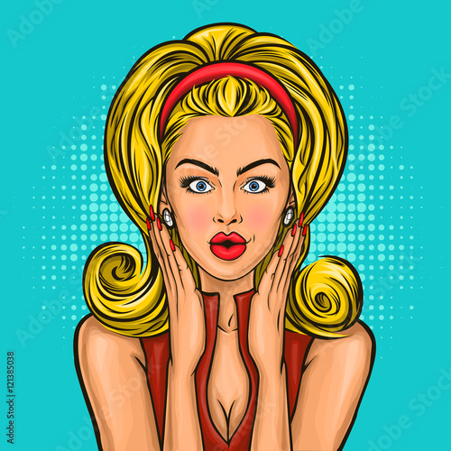 Vector pop art surprised girl