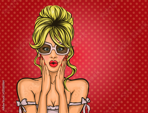Vector pop art surprised girl