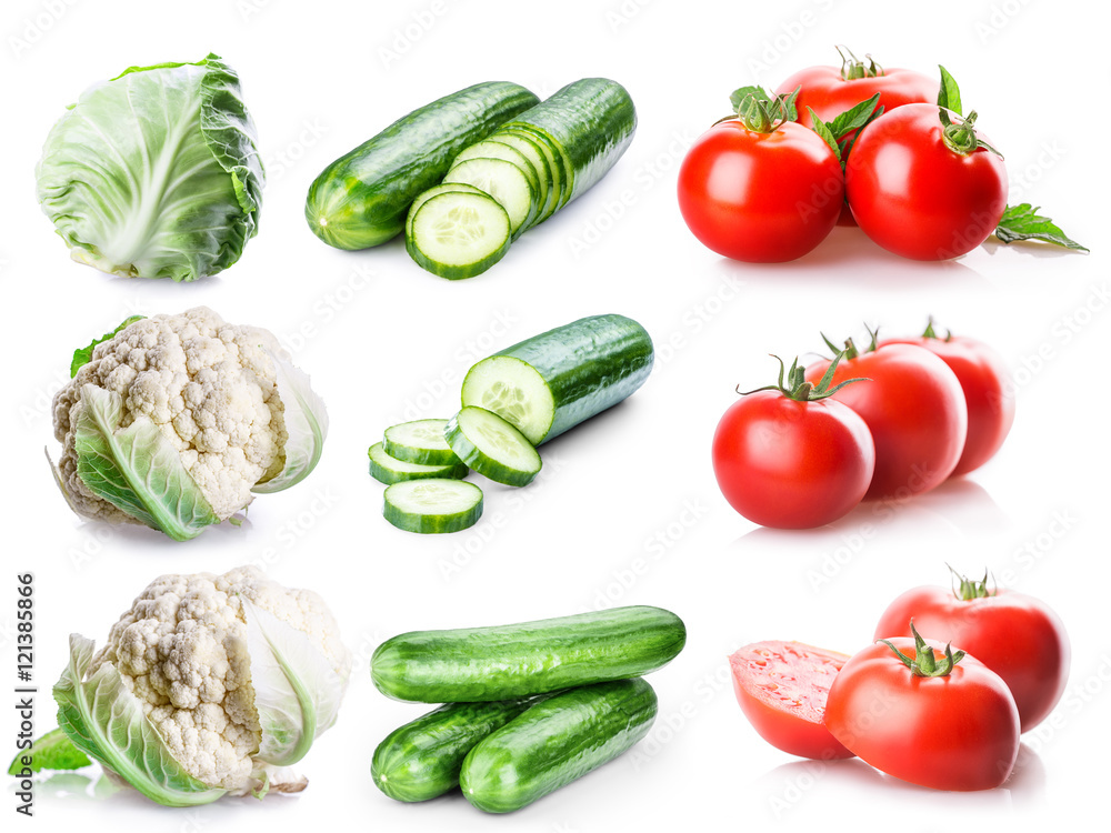 vegetables cauliflower cabbage cucumber tomato Set vegetables cauliflower cabbage cucumber tomato Set