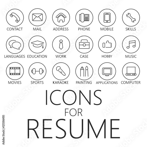 Thin line icons pack for CV, resume, job