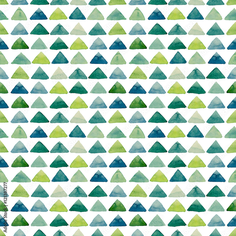 Seamless Geometric Texture with Watercolor Bright Blue Triangles Seamless Geometric Texture with Watercolor Bright Blue Triangles