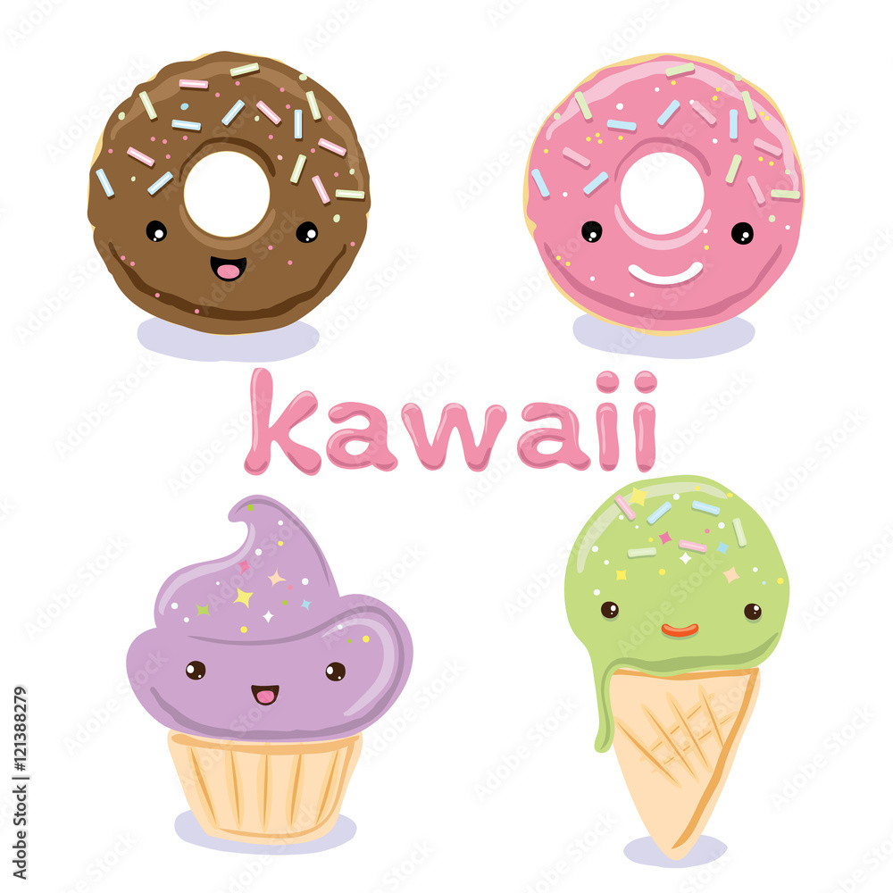 Cute Kawaii food characters set collections Cute Kawaii food characters set collections