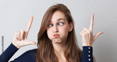 Quadro su tela surreal expression with funny woman with huge eyes for LOL