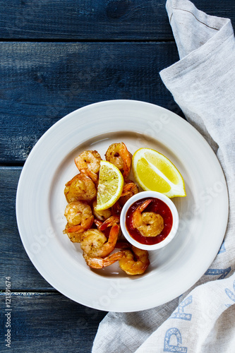 Roasted prawns with sauce