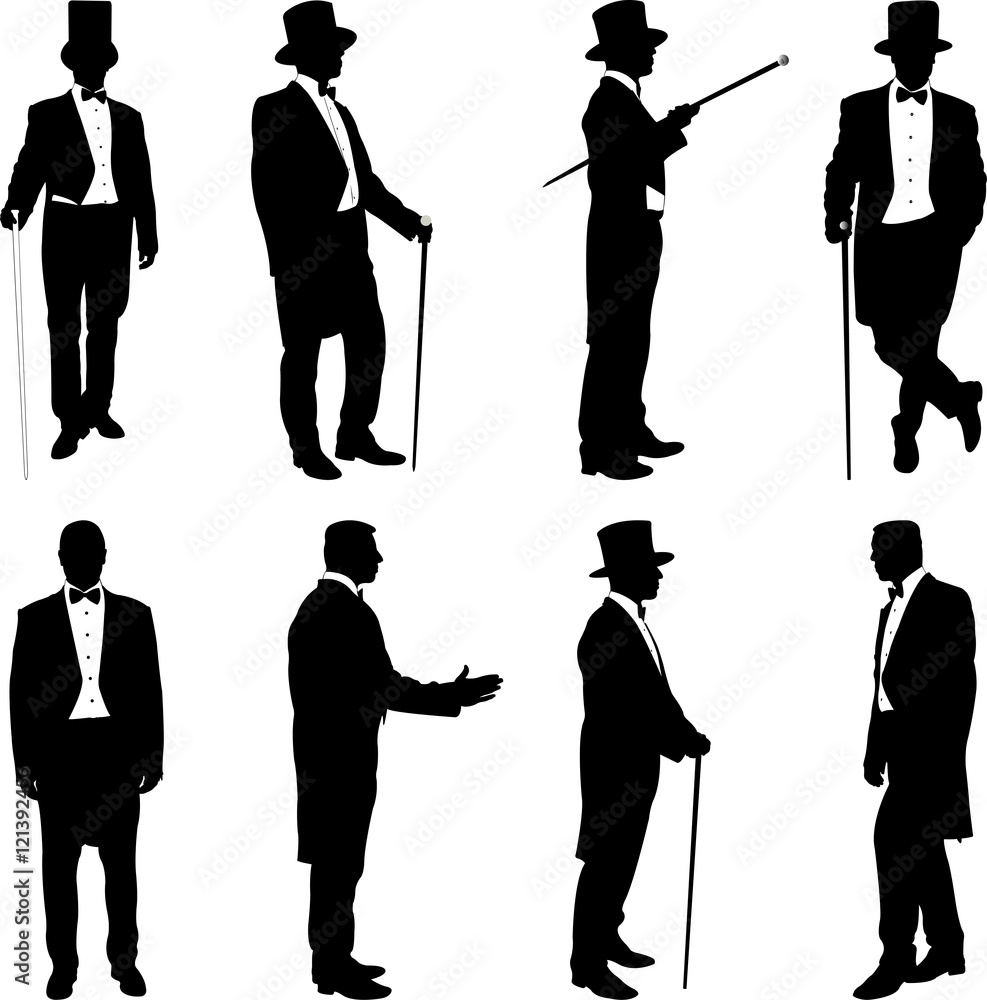 Obraz premium silhouette of a gentleman in a tuxedo - vector