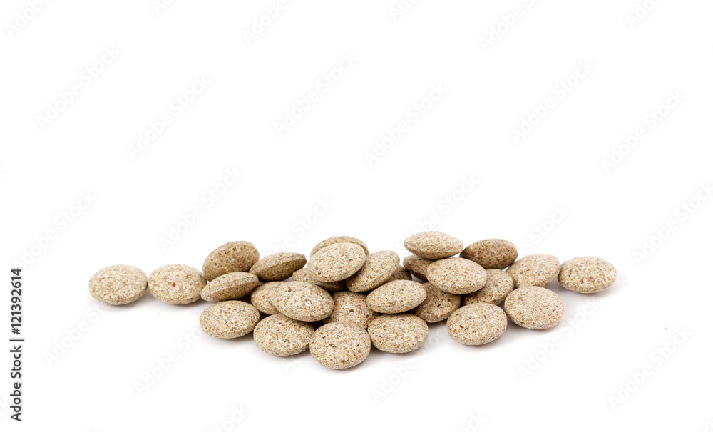 Close Up of Plain Compress pills of Medicinal Herb Powder Close Up of Plain Compress pills of Medicinal Herb Powder