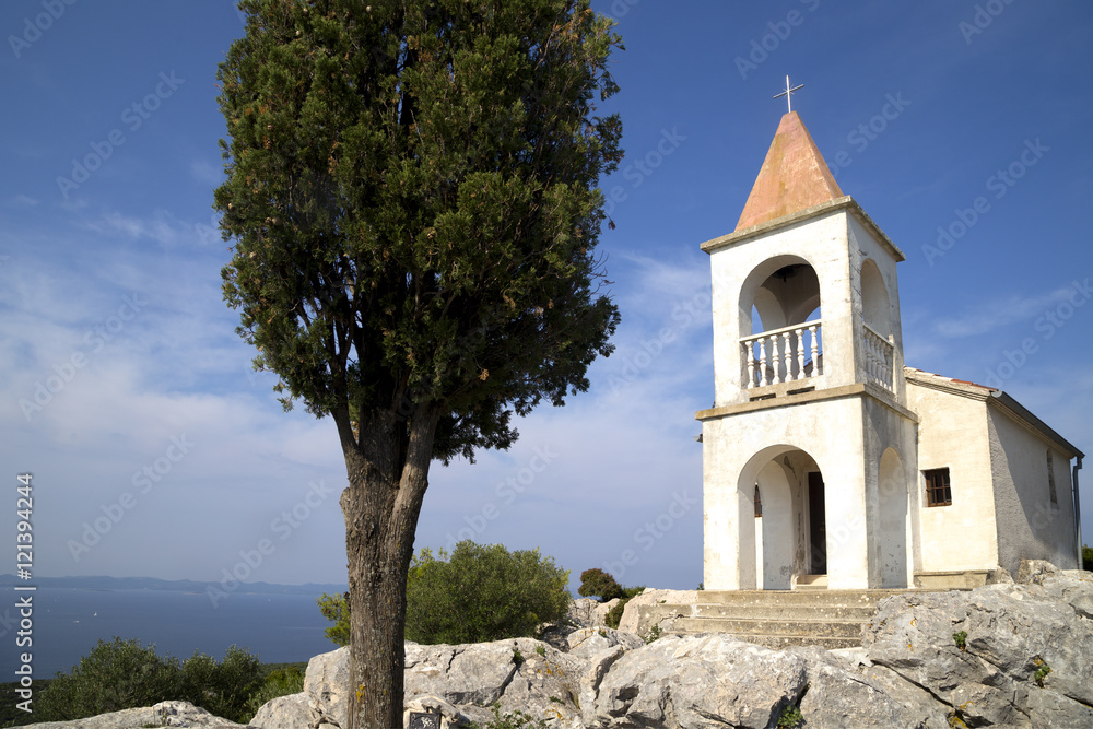 Small village church on the hill