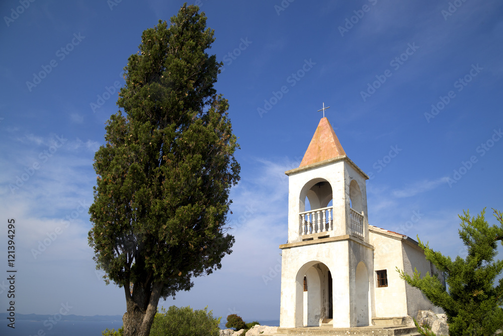 Small village church on the hill
