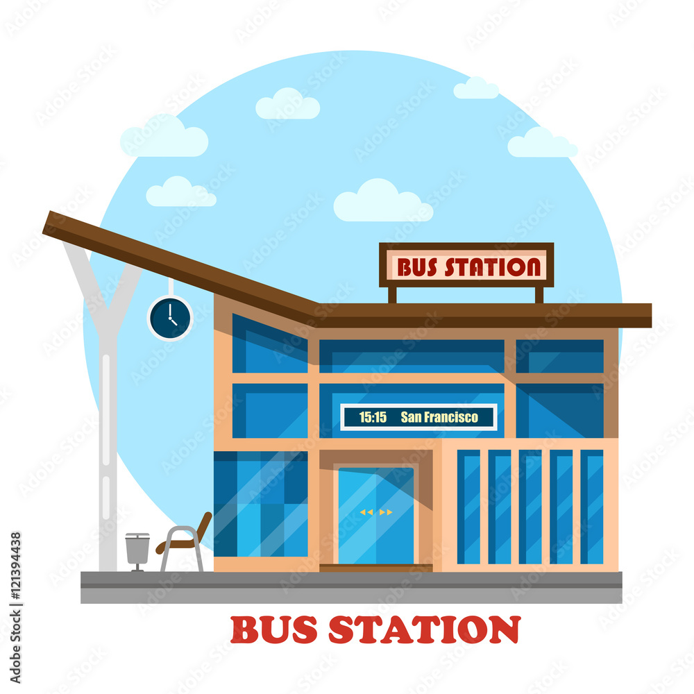 Bus station or depot structure exterior view Bus station or depot structure exterior view