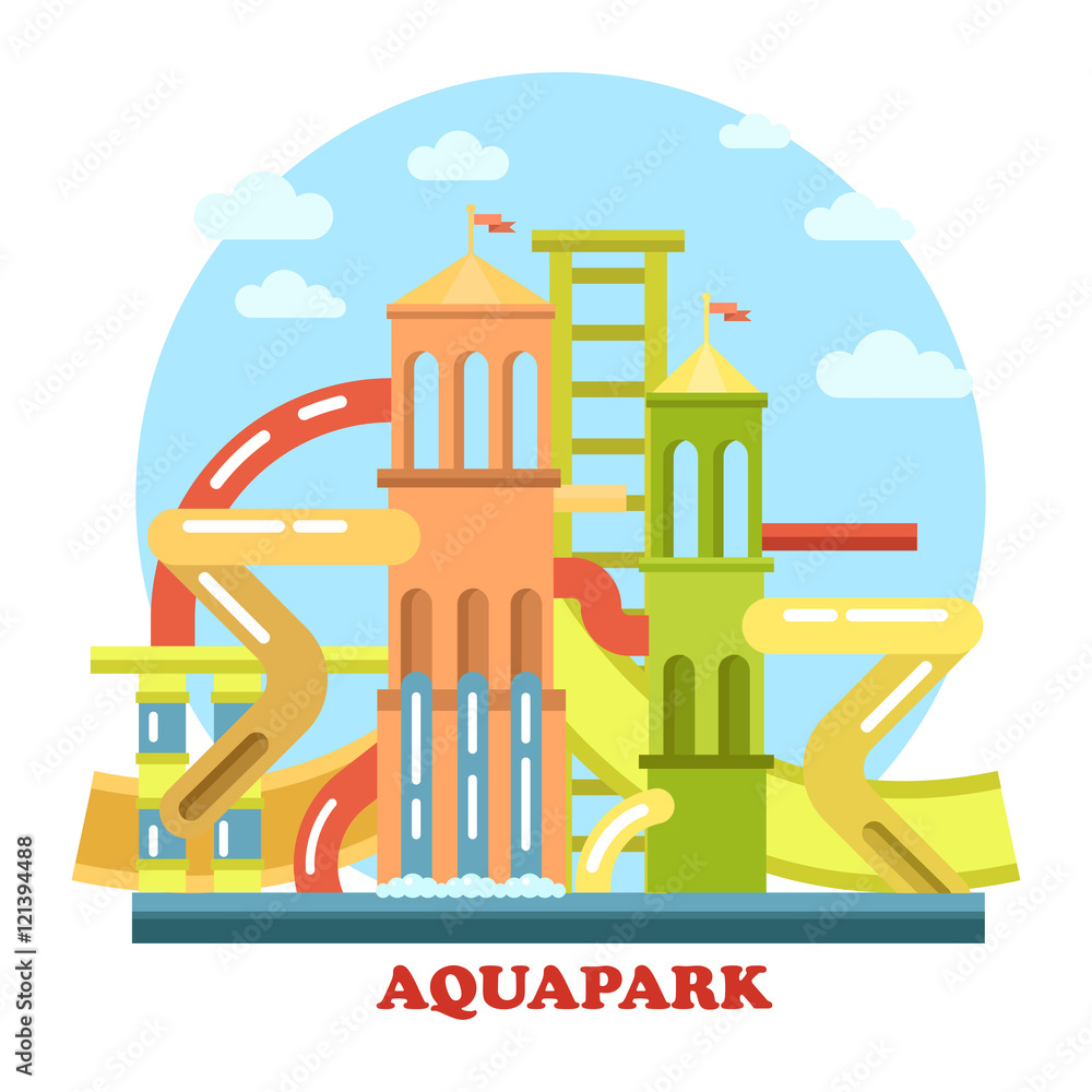 Obraz premium Aquapark outdoor exterior view panorama