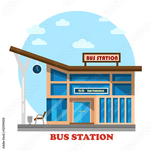 Bus station or depot structure exterior view