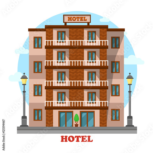 Hotel or motel,skyscraper hostel building exterior