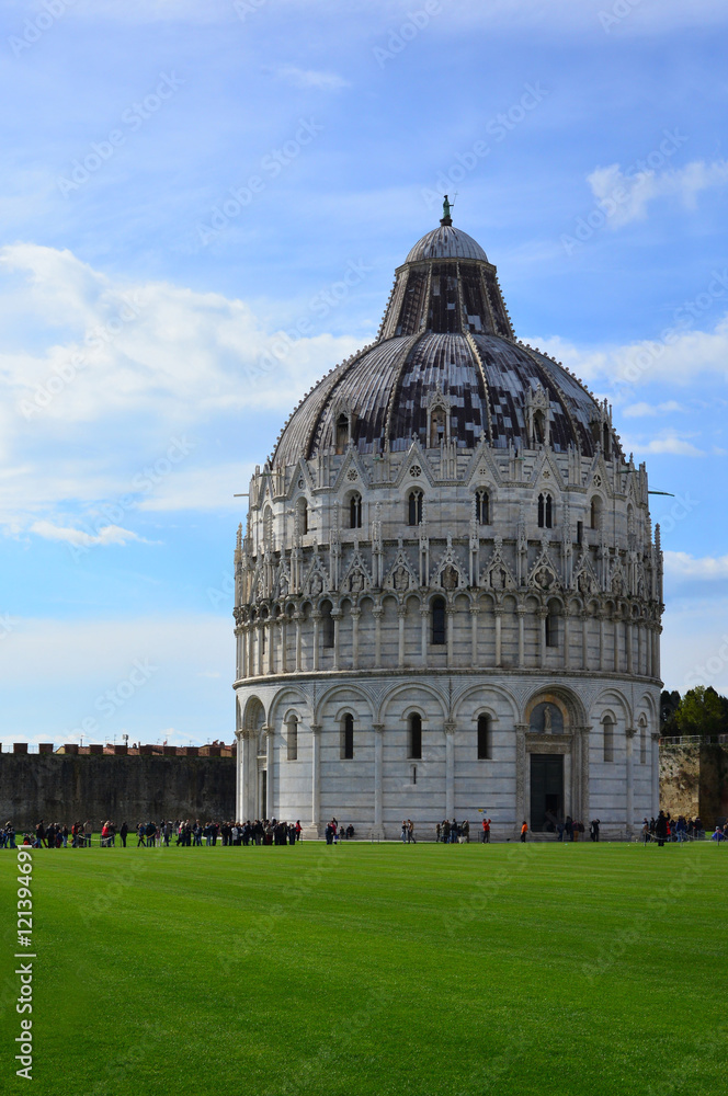 Pisa (Tuscany, Italy), the city of Leaning Tower. Here: the Baptistry in the Cathedral Square