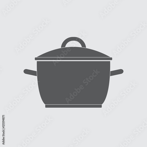 Pot or cooking pan icon. Saucepan silhouette. Vector illustration.
