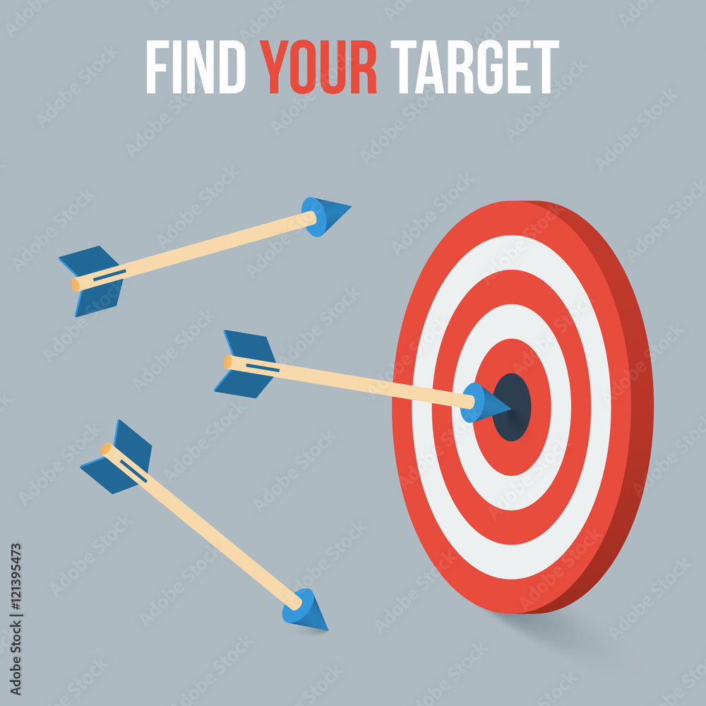 Vector target and arrows concept in flat axonometric style Vector target and arrows concept in flat axonometric style