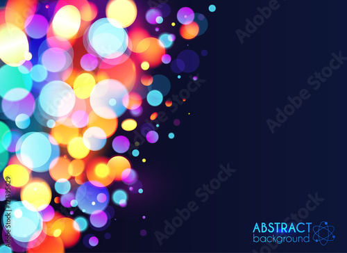 Bright colorful bokeh light effect vector abstract background