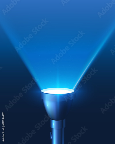 Blue shining flashlight triangular light vector background