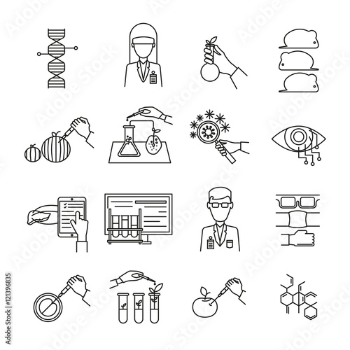 Biotechnology Monochrome Linear Set