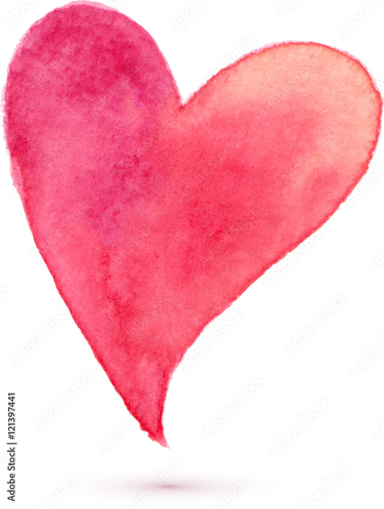 Watercolor painted heart, vector element for your design