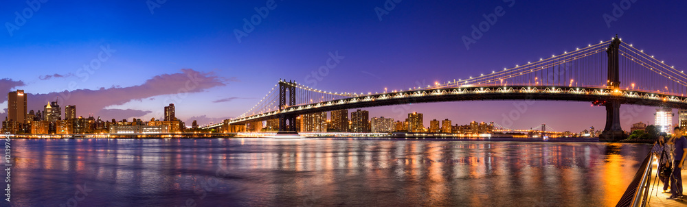 Manhattan Bridge Panorama mit New York Skyline 