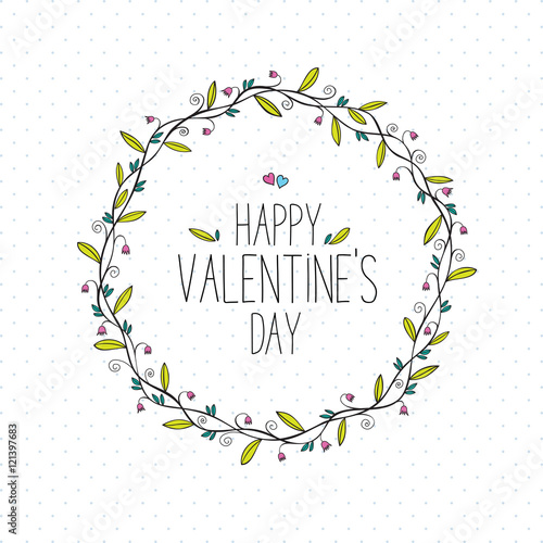Sweet greetings Happy Valentine's Day. Flower arrangement with t