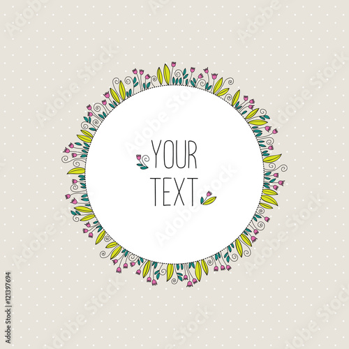 Flower arrangement with the text on seamless background.