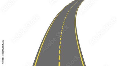animation of a road trip in an empty road. Infinite loop
