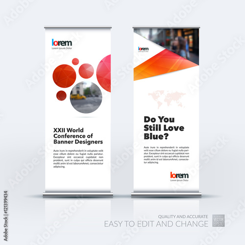 Vector set of modern roll Up Banner stand design with abstract g