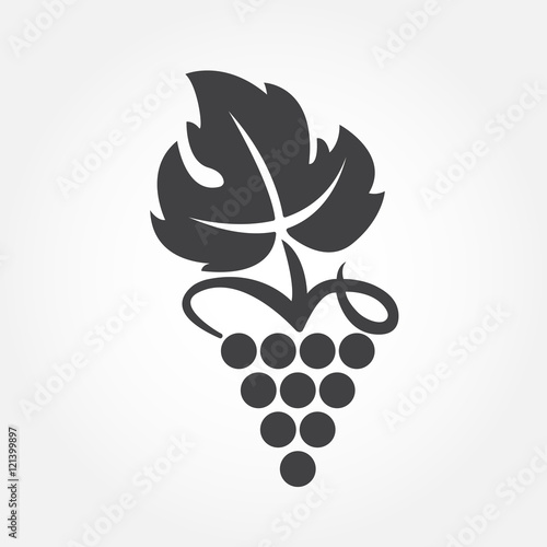 Grape icon or symbol. Design element for winemaking, viticulture, wine house. Vector illustration of bunch of grapes in flat style.