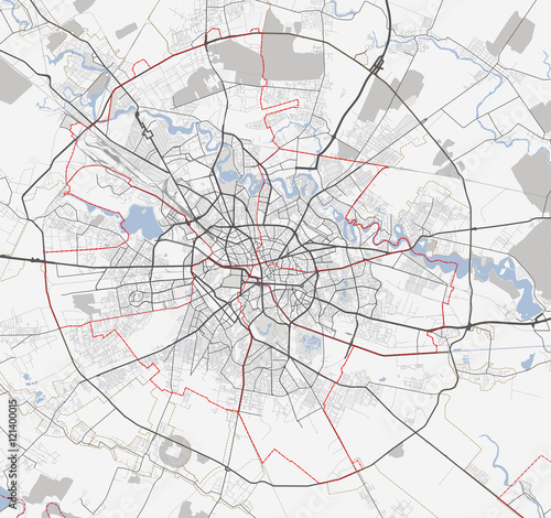 Map of Bucharest city. Romania Roads