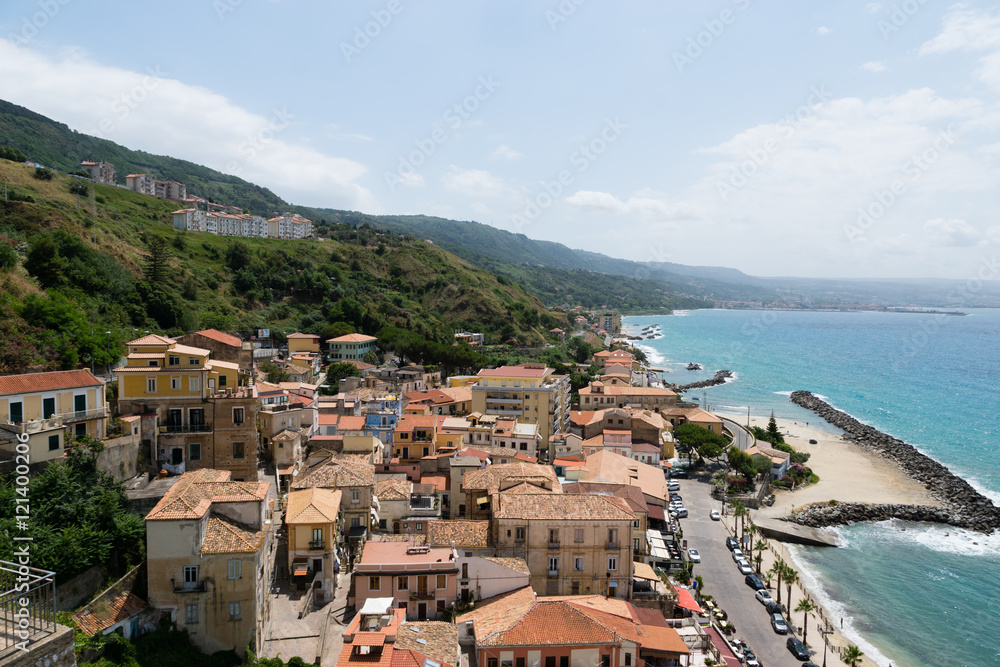 Top view of the town of Pizzo Calabro , Calabria, italy
