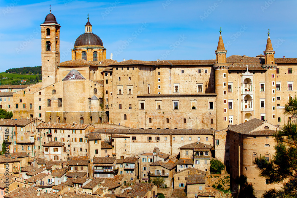 Urbino is a walled city in the Marche region of Italy, medieval town on the hill