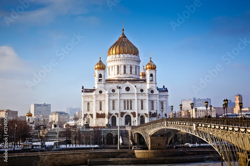The Cathedral of Christ the Savior in Moscow city, Russia. Winter view
