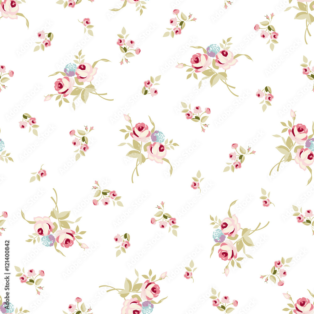 Seamless floral pattern with little red roses Seamless floral pattern with little red roses