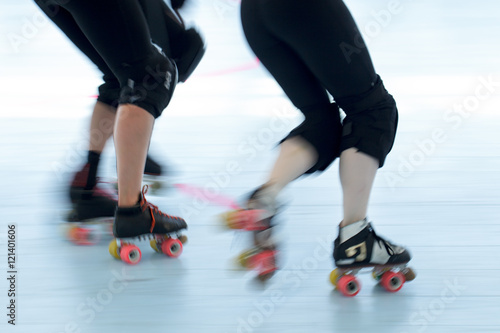 Murais de parede Roller derby skaters action blur