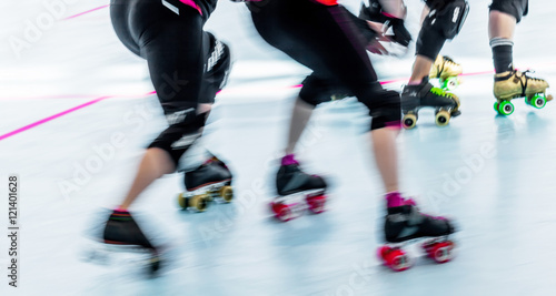 Stampa su tela Roller derby skaters action blur