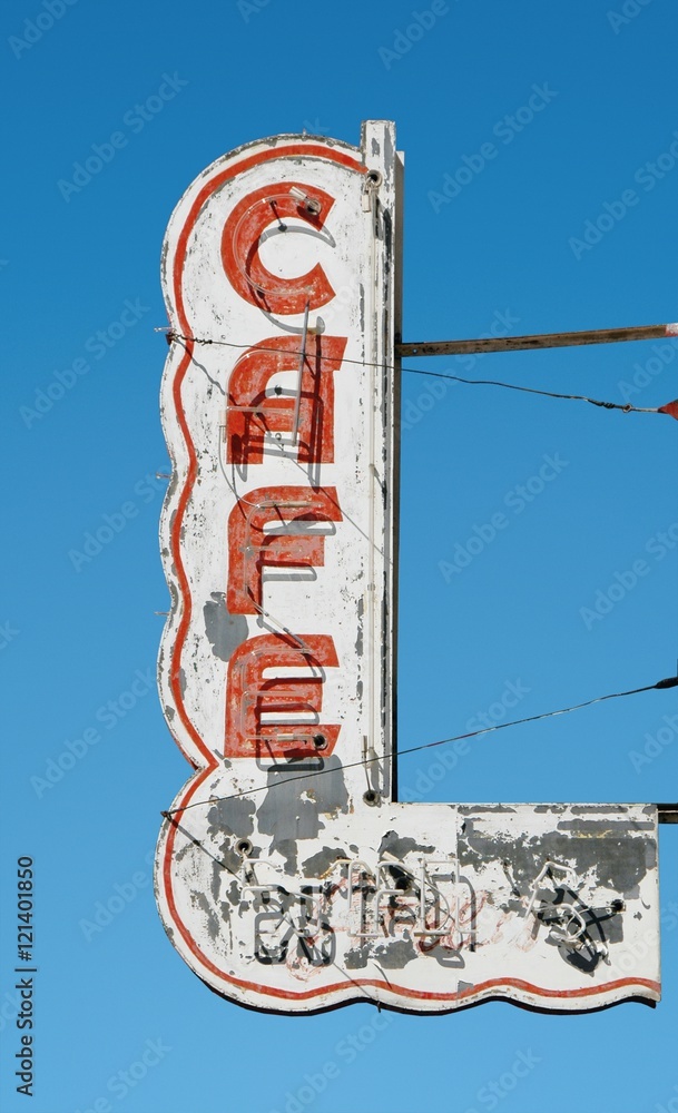 Fifties style neon sign of a defunct cafe Fifties style neon sign of a defunct cafe