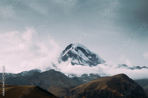 Kazbek mountain in Georgia during the autumn